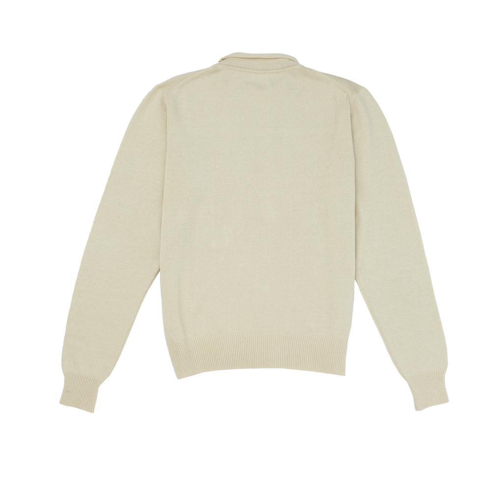 Off White Cotton Cashmere Roll Edge Sweater