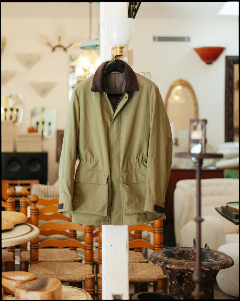 Olive Nylon Oxford Quilted Field Jacket