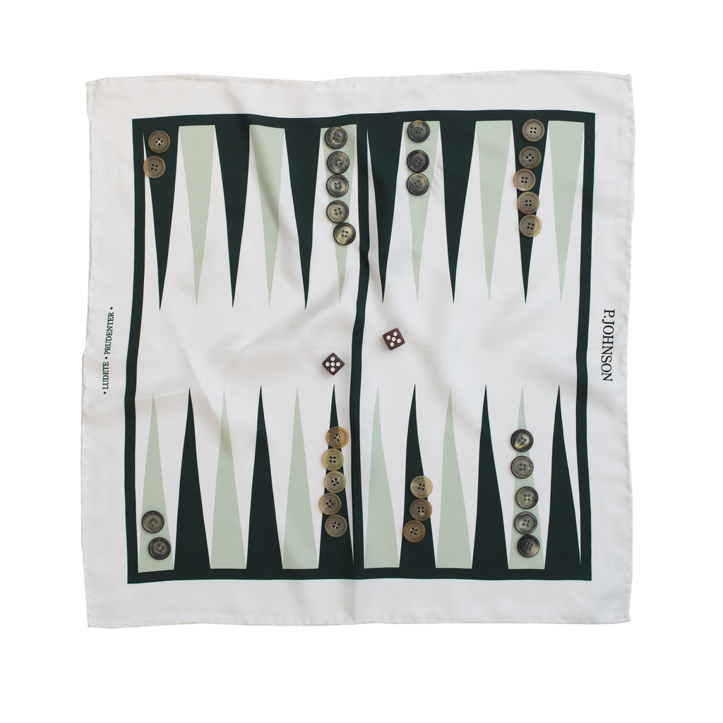 Green Backgammon Silk Neckerchief Set