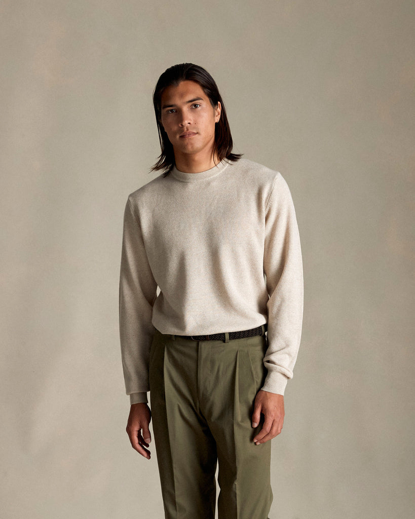 P Johnson Oatmeal Wool Honeycomb Pullover Sweater