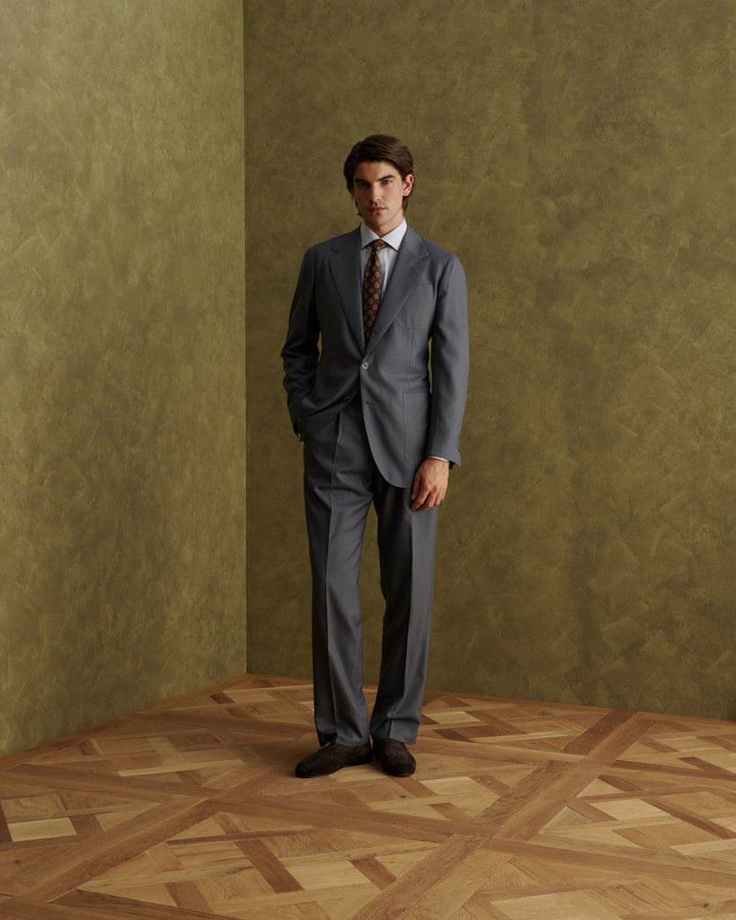 Mid Grey Wool Twill Single Breasted Suit