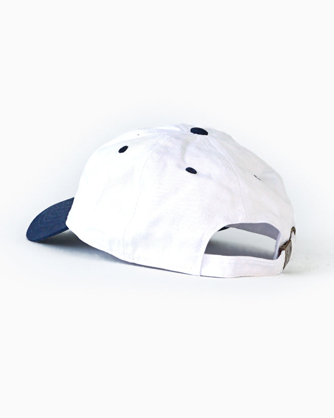 White & Navy Dad Cap with Sporting Logo