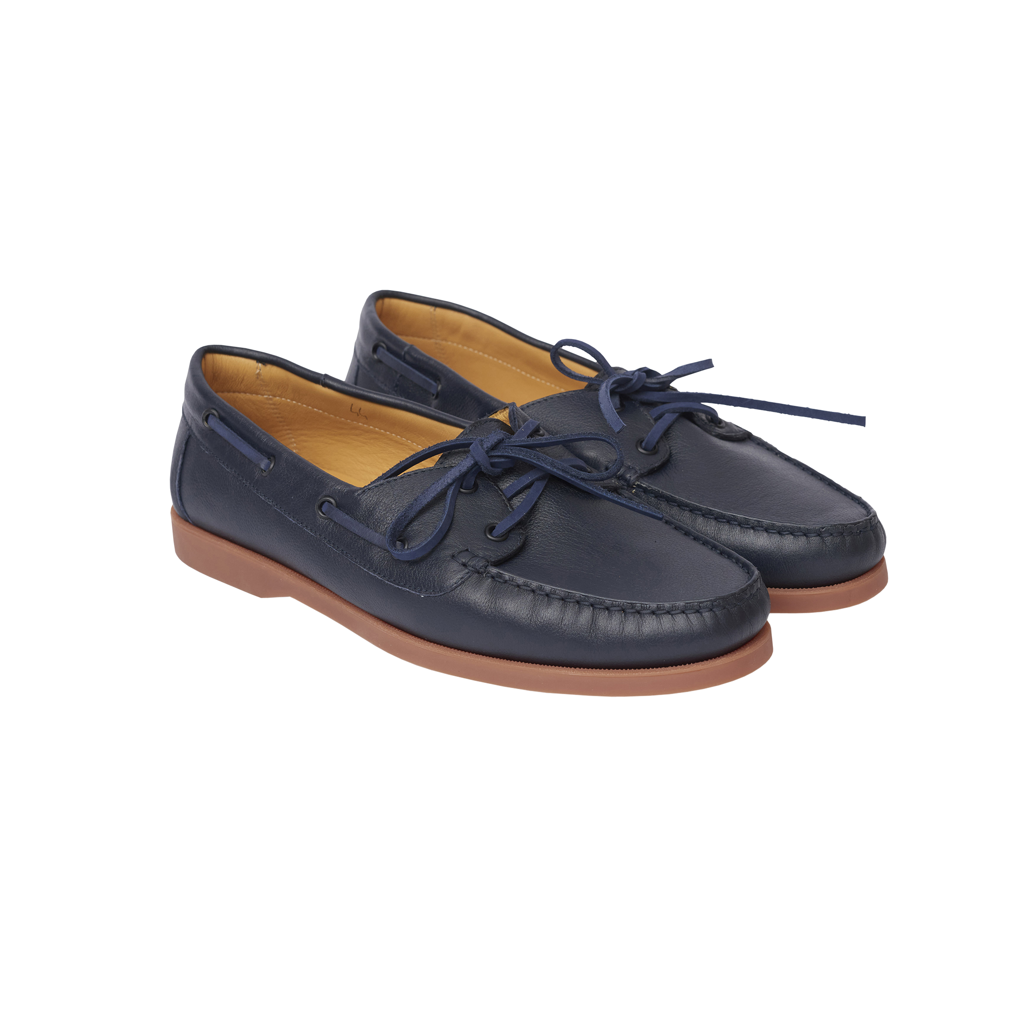 P Johnson Navy Pebble Grain Boat Shoe