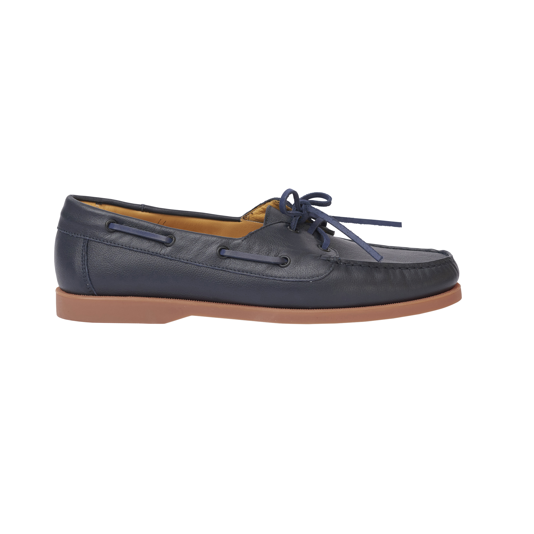 P Johnson Navy Pebble Grain Boat Shoe