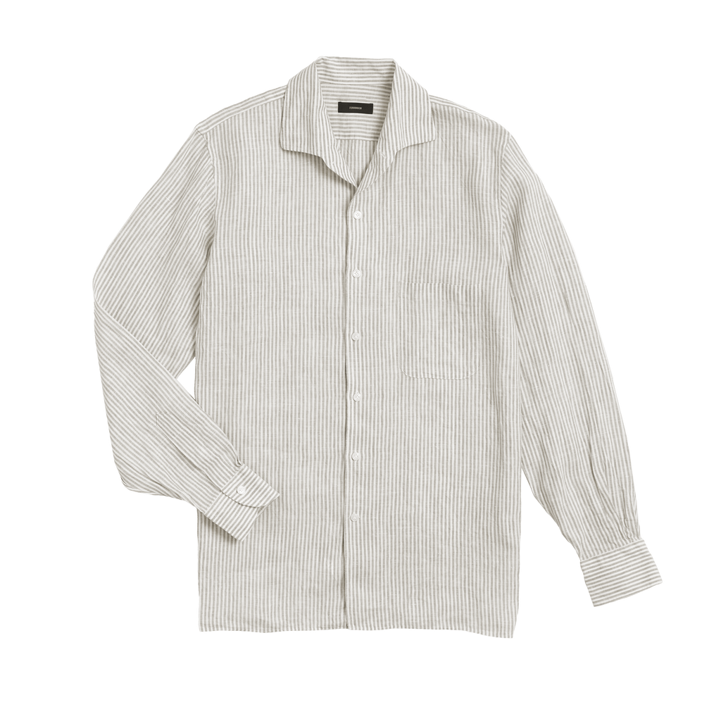 Beige Stripe Summer Linen Shirt | P Johnson