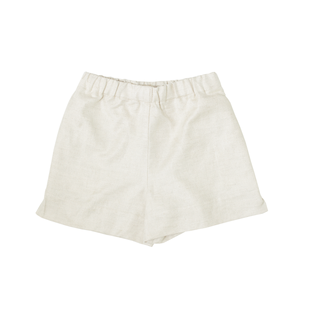 Natural Herringbone Linen Day Shorts