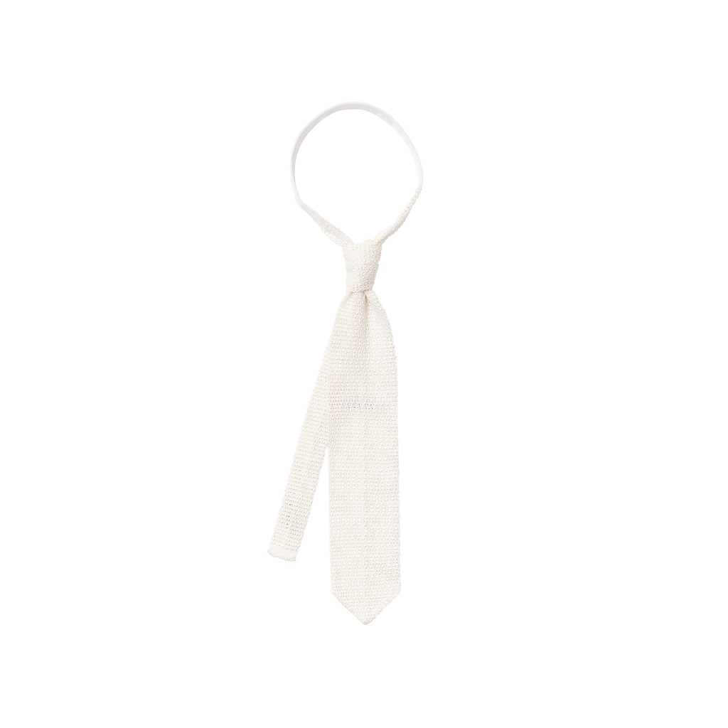 P Johnson White Silk Knit Tie