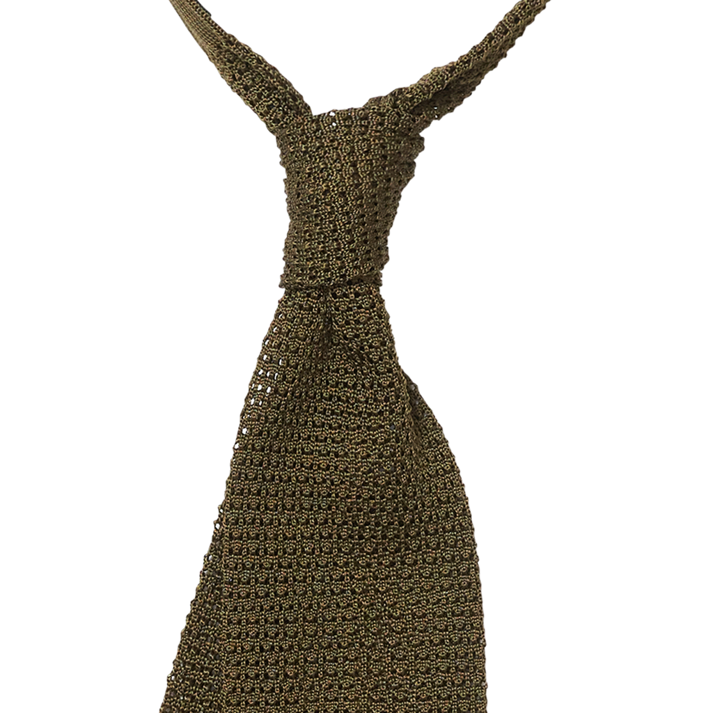 P Johnson Olive Silk Knit Tie