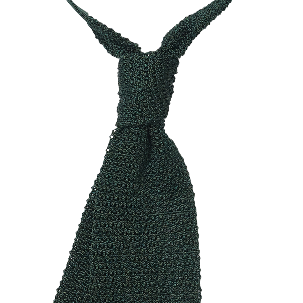 P Johnson Bottle Green Silk Knit Tie