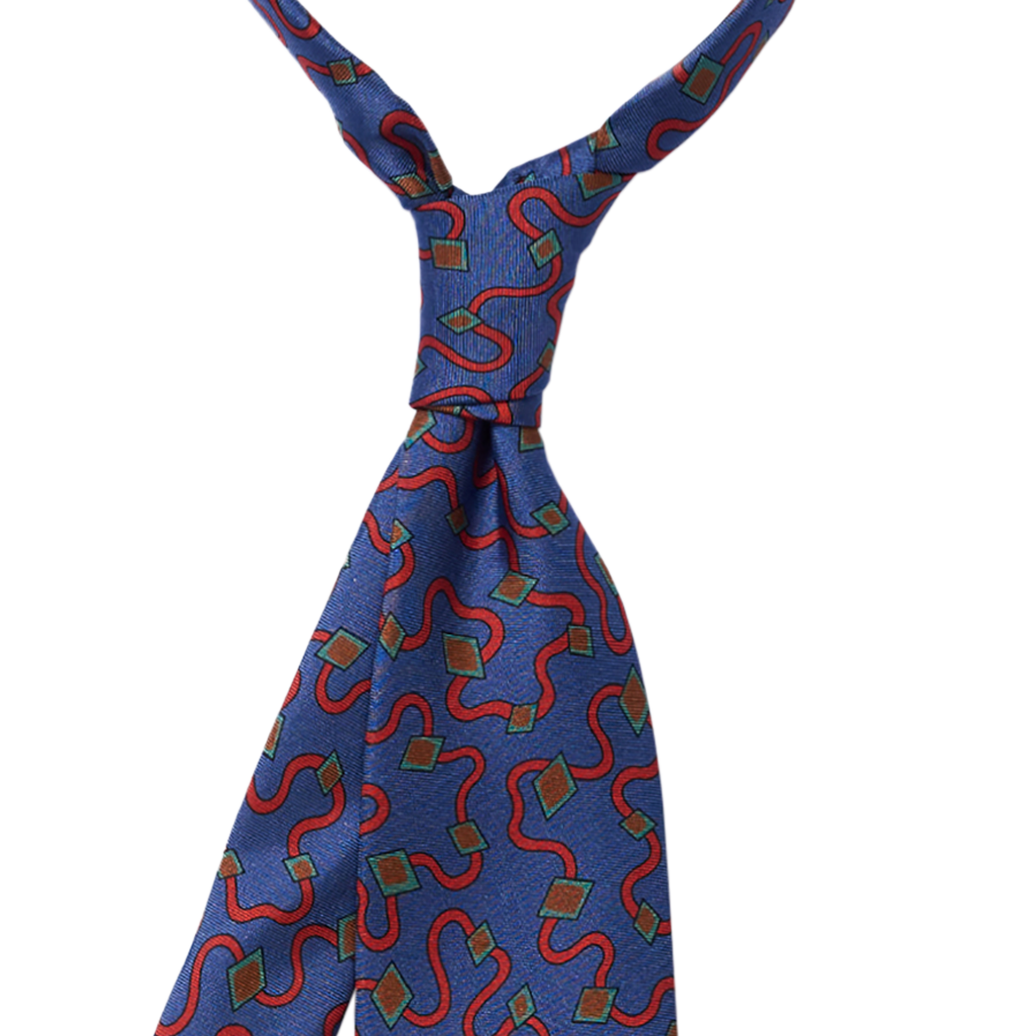 P Johnson Blue Tremezzo Print Tie