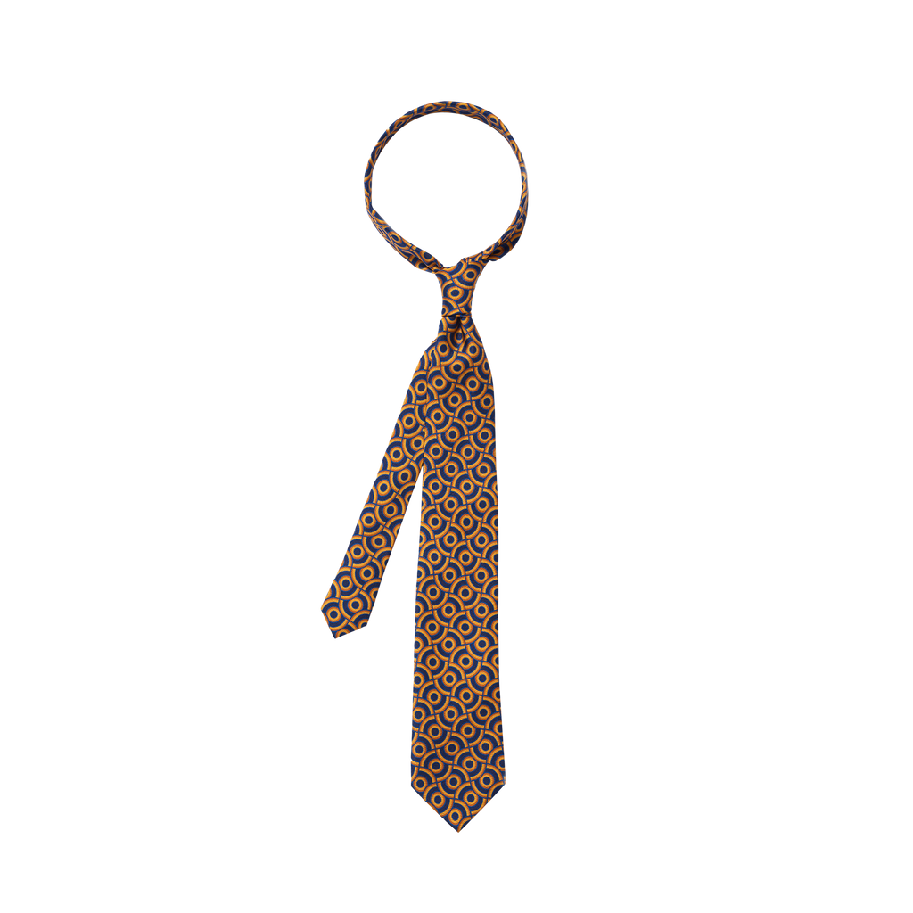 P Johnson Blue & Gold Sorico Print Tie