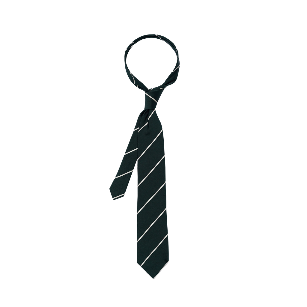 P Johnson Dark Green & White Thinner Stripe Tie