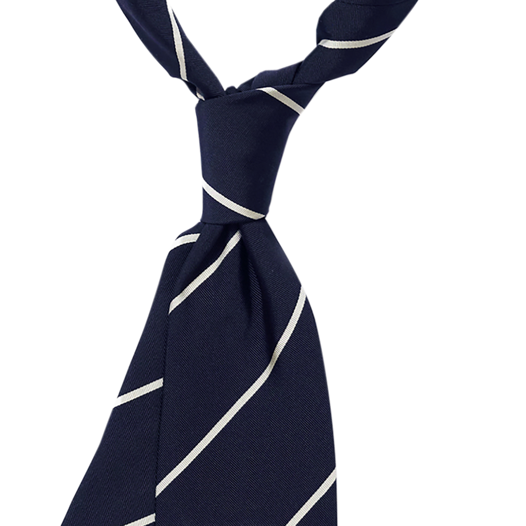 P Johnson Dark Navy & White Thinner Stripe Tie