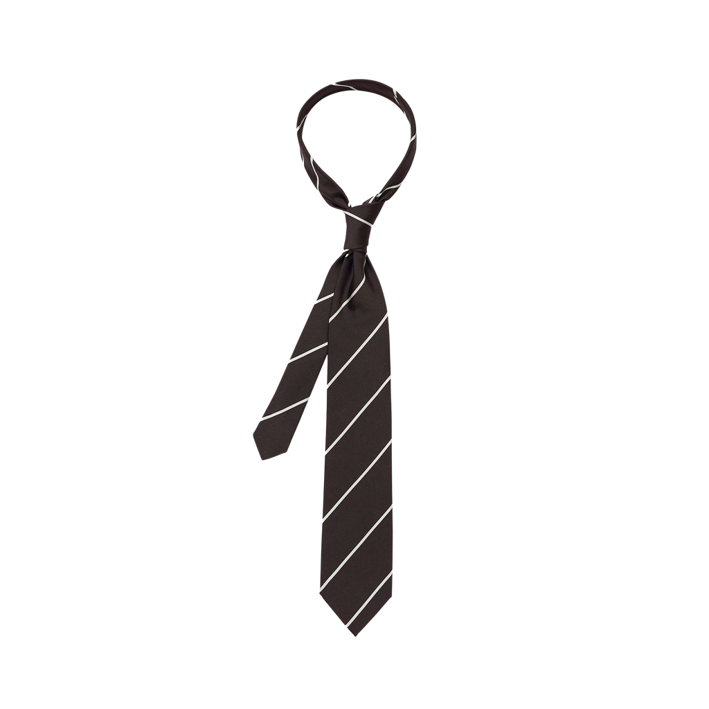 P Johnson Brown & White Thinner Stripe Tie