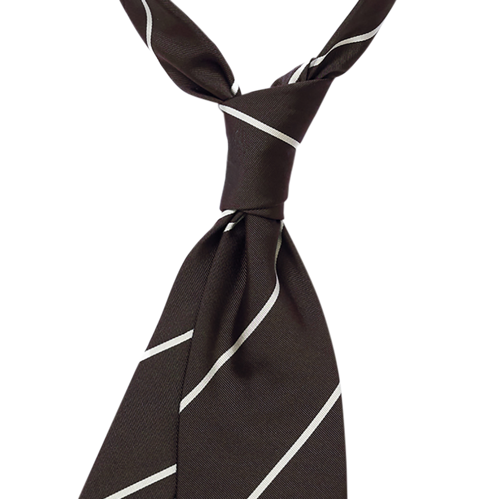 P Johnson Brown & White Thinner Stripe Tie