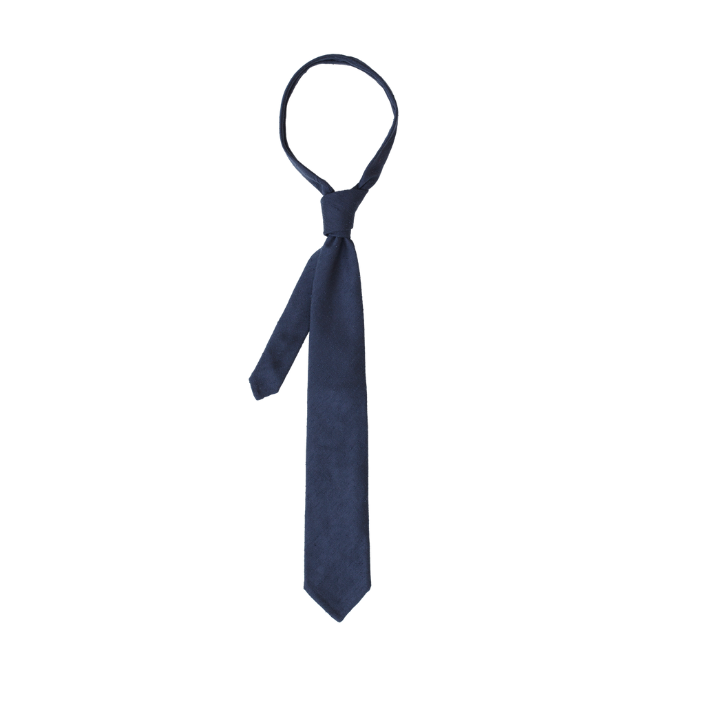 Navy Shantung Silk Tie